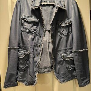 Sundance Women's Leather Jacket - Blue - Size L